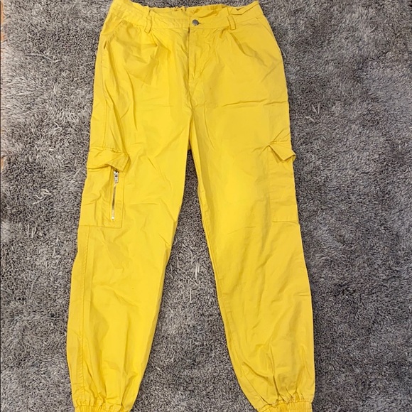 neon yellow cargo pants